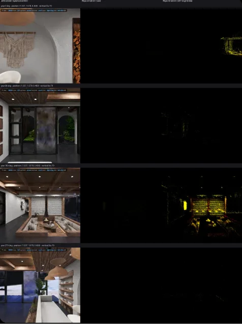 Sample rendered image vs. pixelized pre-render image
